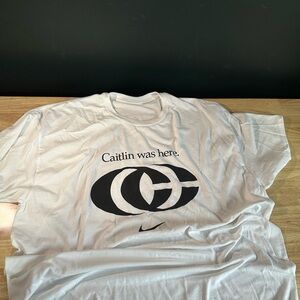 Nike Caitlin Clark Signature Logo Caitlin Was Here White T-shirt, Os